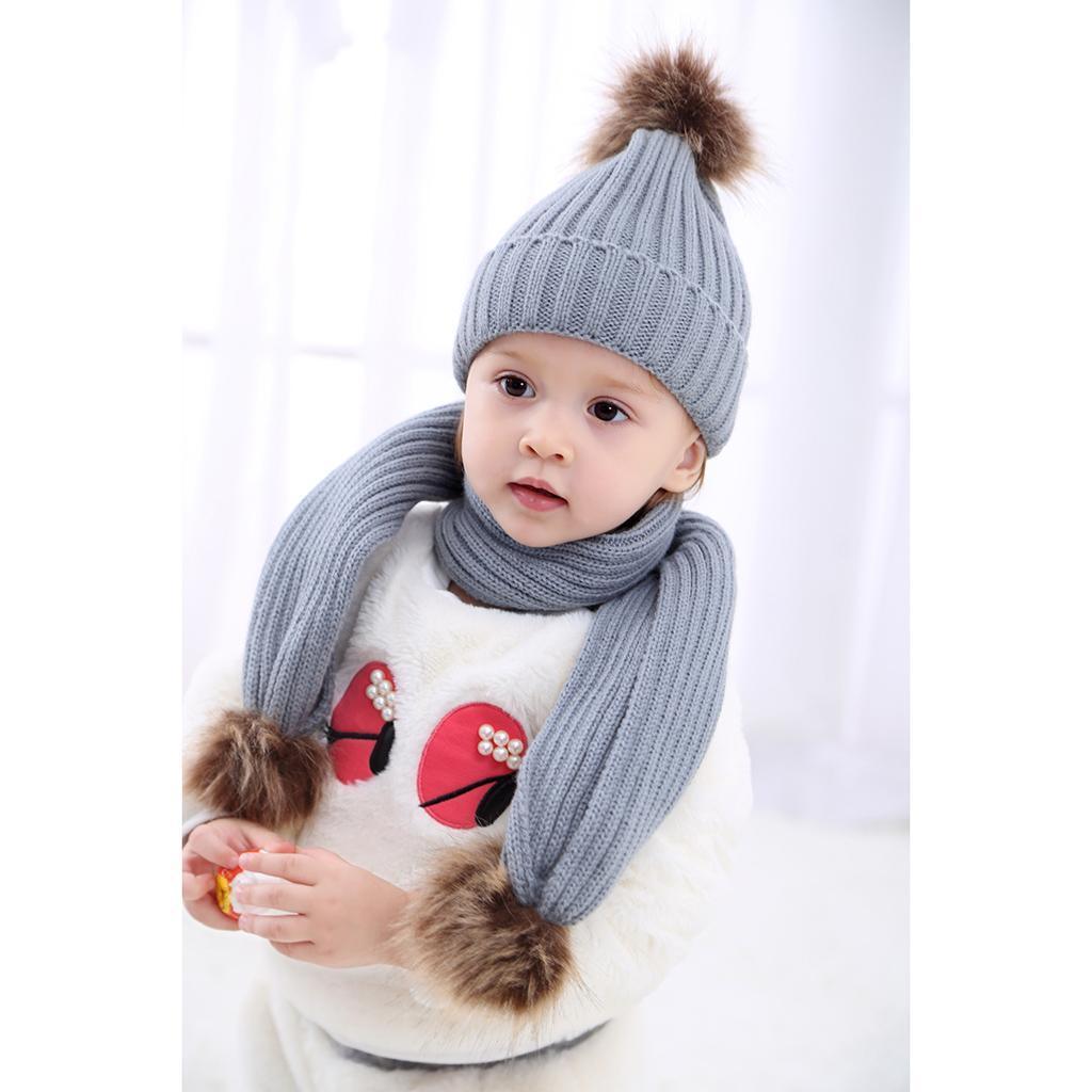Kinder Baby Winter Beanie Mützen Cap Strickmütze Wintermütze Warme Schal Hüte