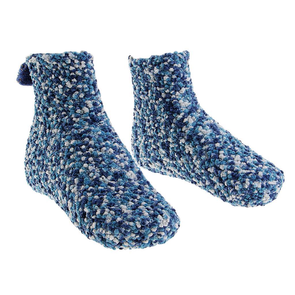 Women Girls Fluffy Soft Ankle Socks Home Bed Floor Socks Cupcake Gifts DIY Navy Blue