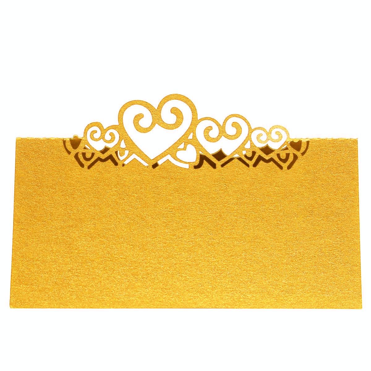 25pcs Wedding Table Place Cards Laser Cut Heart Name Number Place Cards