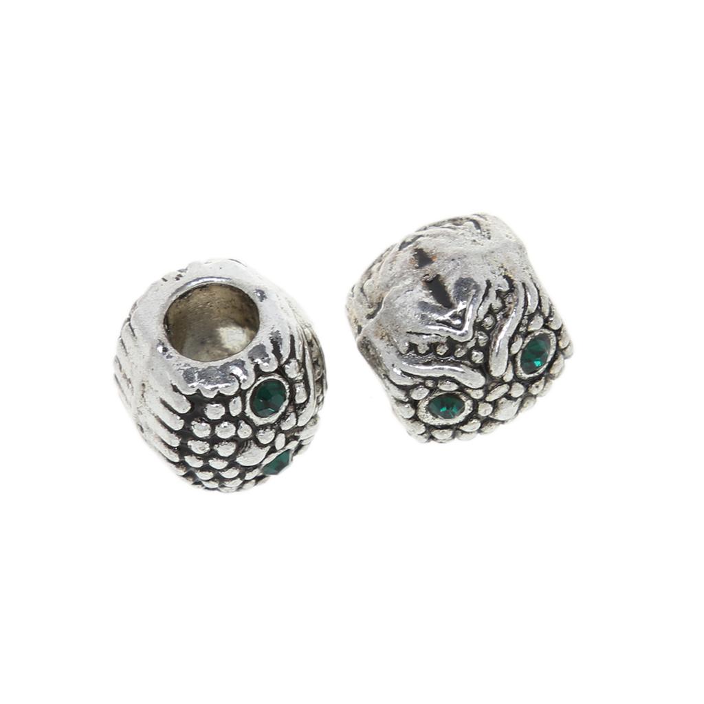 5Pcs Crystal Owl Dangle Spacer Bead Fit Charms European Bracelet Silver
