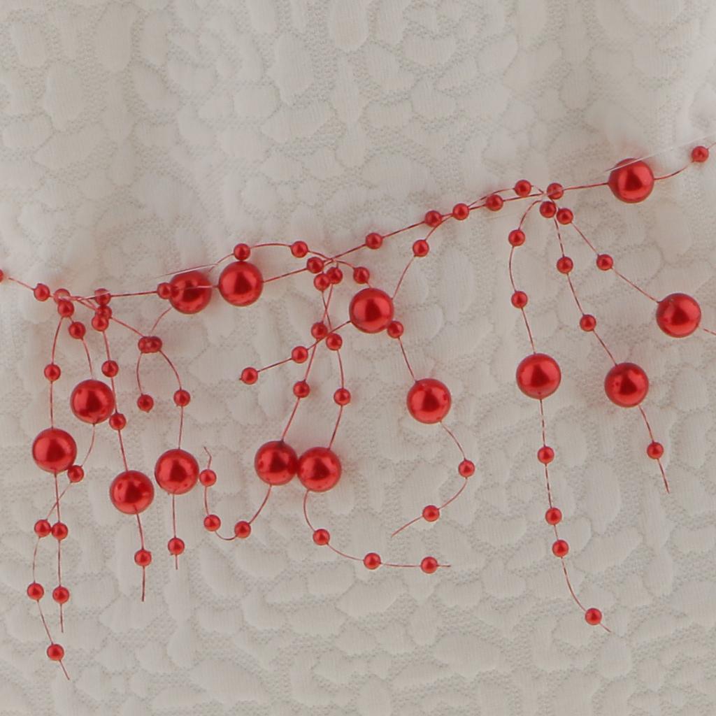 Wedding Bridal Faux Pearl Beads String Sash Belt Waistband Red