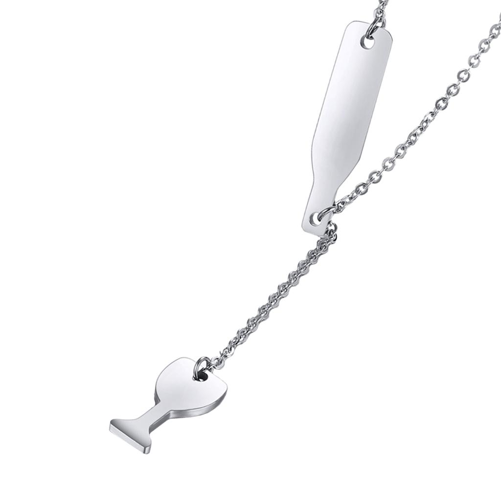 Elegant Winebottle Stainless Steel Pendant Necklace Chain Women Girl Accessory