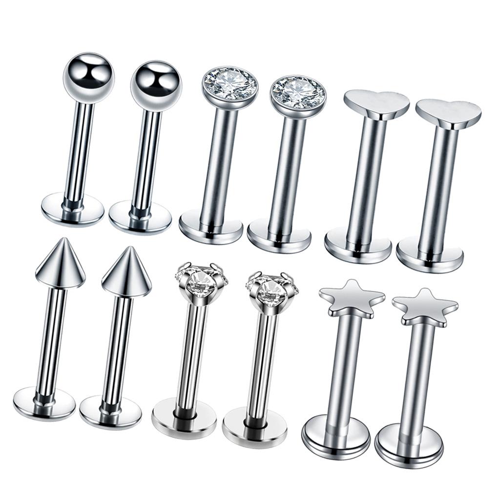 HJLjarily 16G Stainless Steel Lip Rings Labret Nose Studs Tragus Earring Bar Body Piercing Jewelry