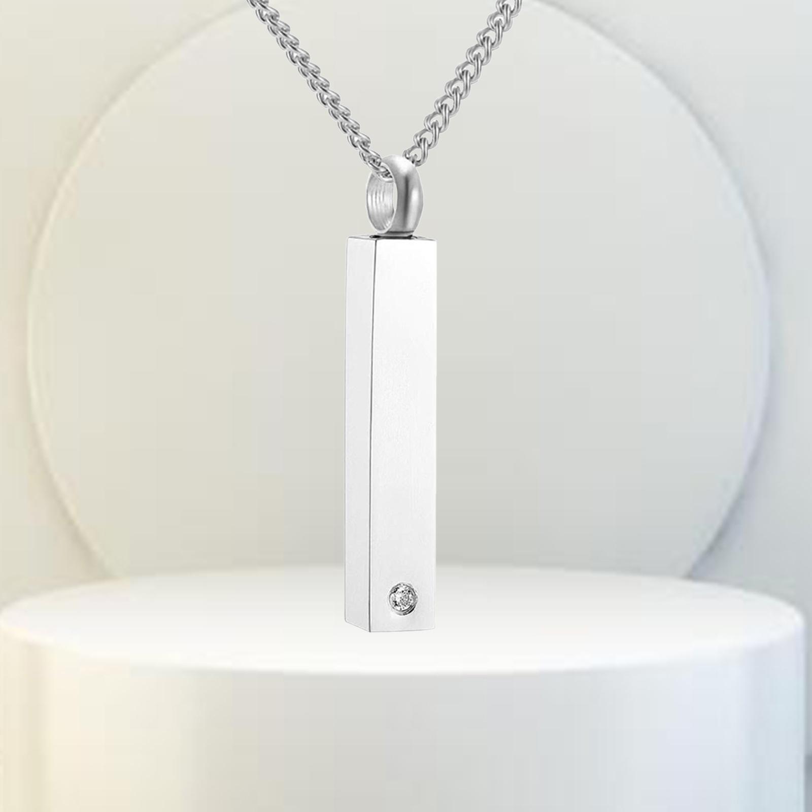 Cremation Urn Necklace Sealing Inlaid Rhinestone Container for Pet Ash Argent