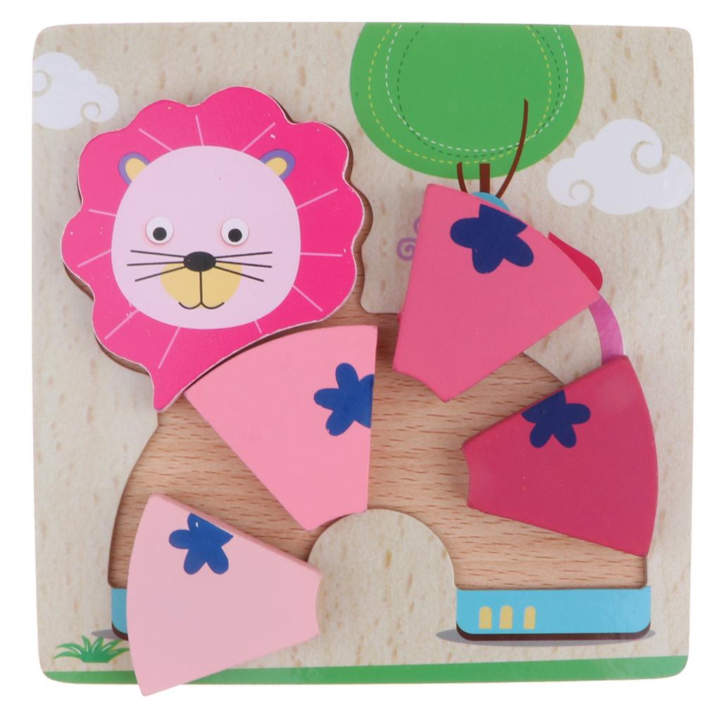 Montessori Wooden 3D Animals Jigsaw Puzzle Board Kids Toys Gift Lion