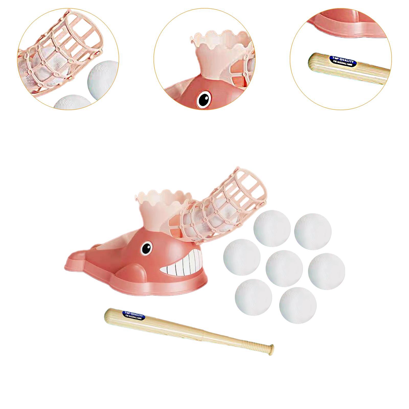 Kids Baseball Pitching Machine Entertainment Baseball Pitcher for Kids Gifts Pink