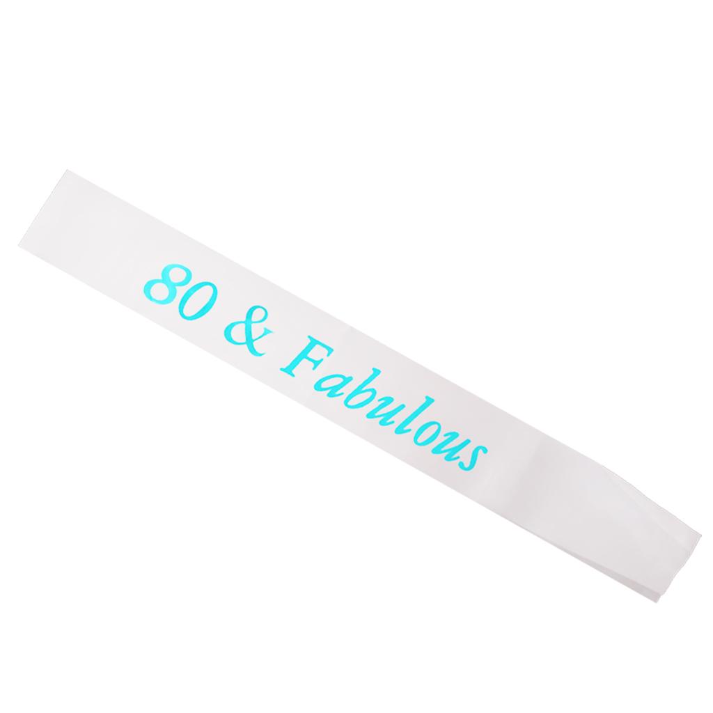 Gilding Blue Numbers Fabulous Satin Sash for Birthday Anniversary White 80