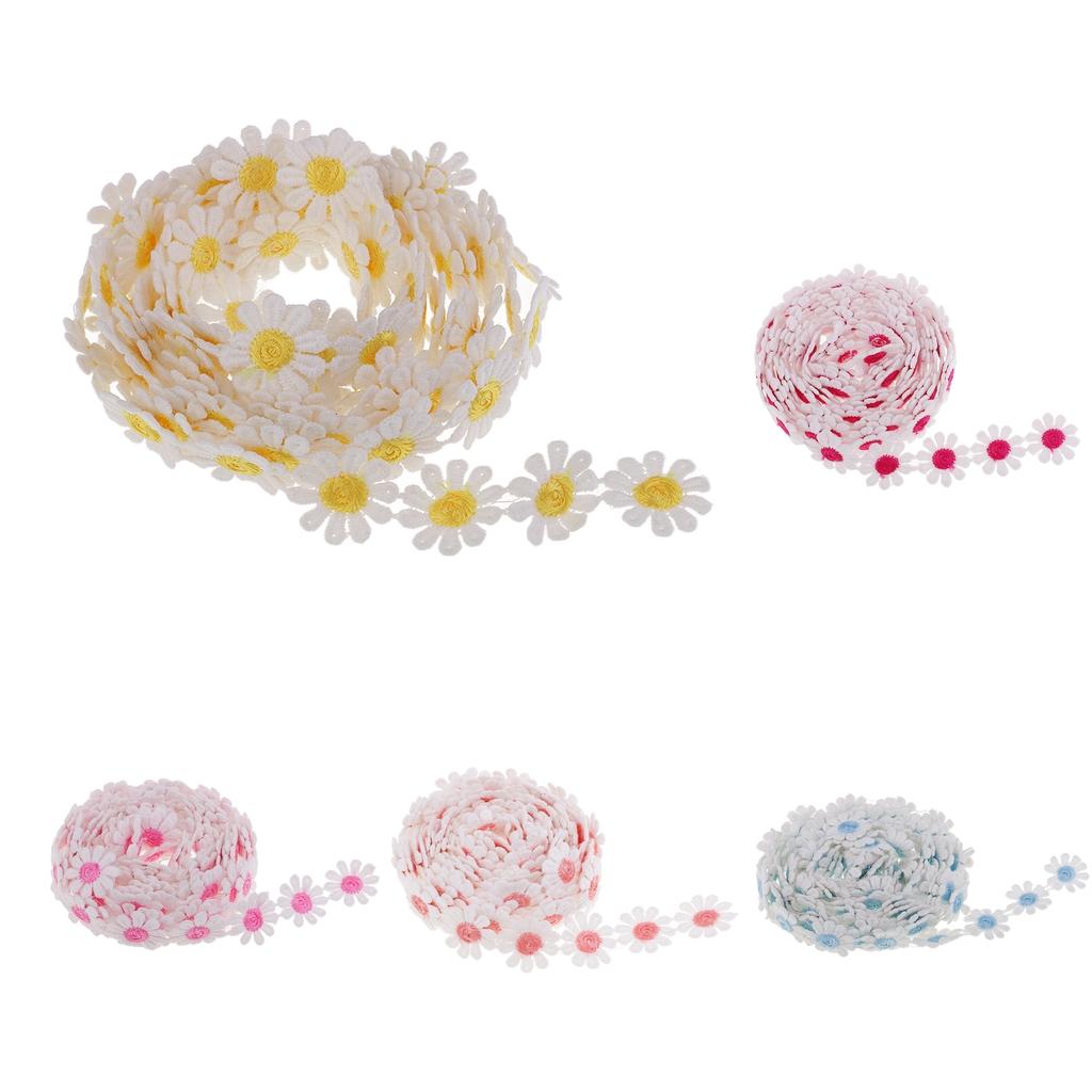 3 Yards 25mm Daisy Embroidery Lace Trim Applique Ribbon Sewing yellow