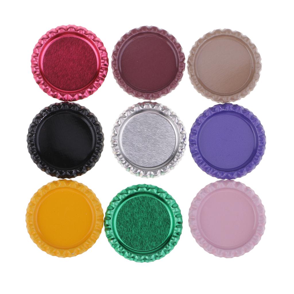 100x Mixed DOUBLE SIDED LINERLESS Bottle Caps Craft Scrapbook Embellishment