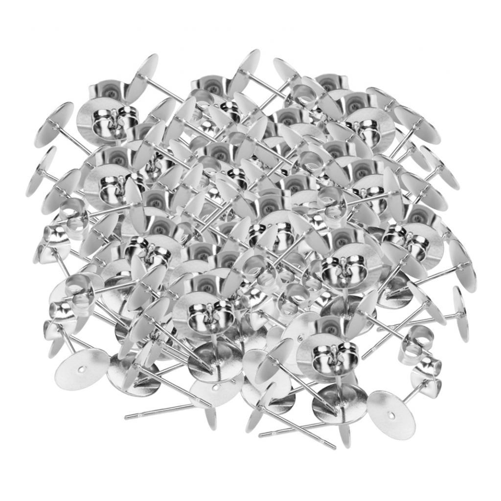 100 Pack Stainless Steel Earrings Settings for DIY Earrings Jewelry Finding