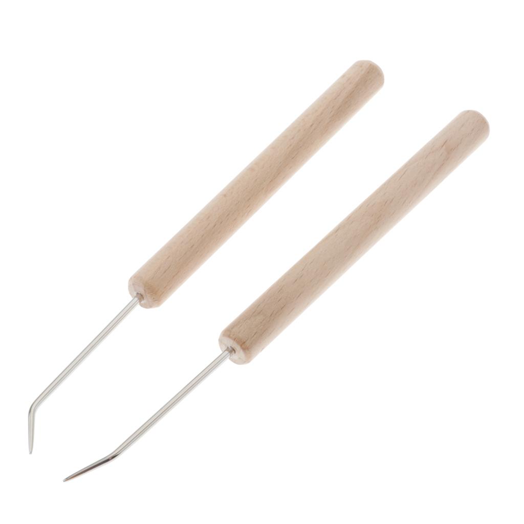 4Pcs Wooden Handle Crochet Hooks Knitting Weaving Needles