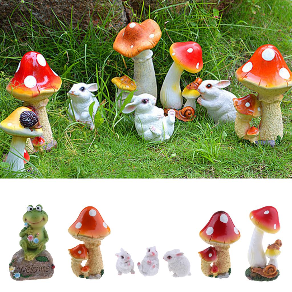5 Stil Harz Tier Frosch Kaninchen Pilz Ornament Fee Garten Blumentopf