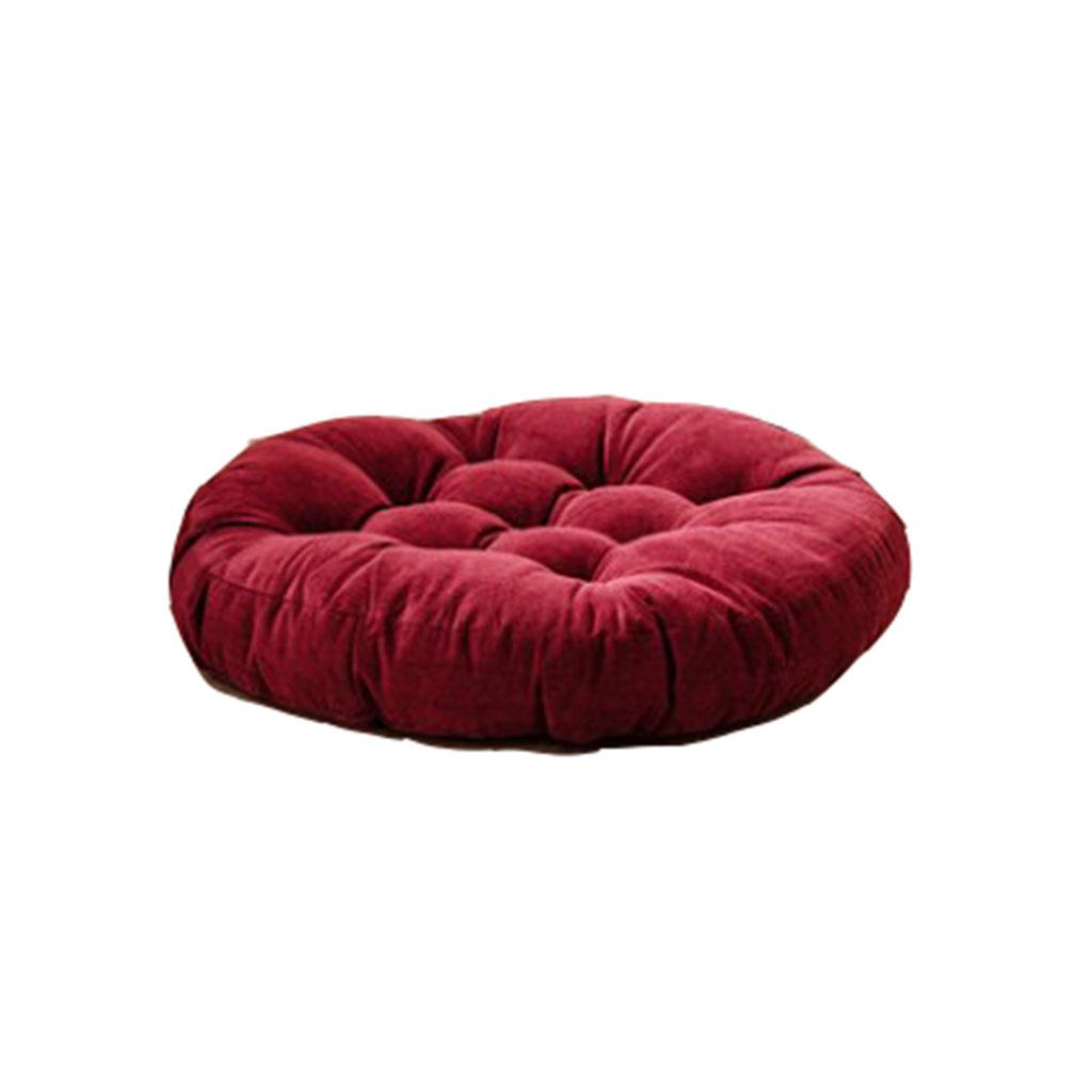 Household Cushion Thickened Fabric Round Bay Window Cushion  Wine Red