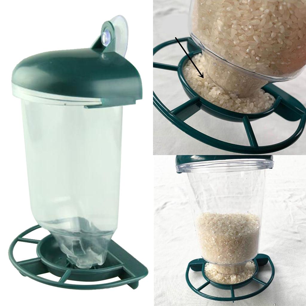 Outdoor Glass Window Viewing Bird Feeder Automatic Seed Peanut Suction Up