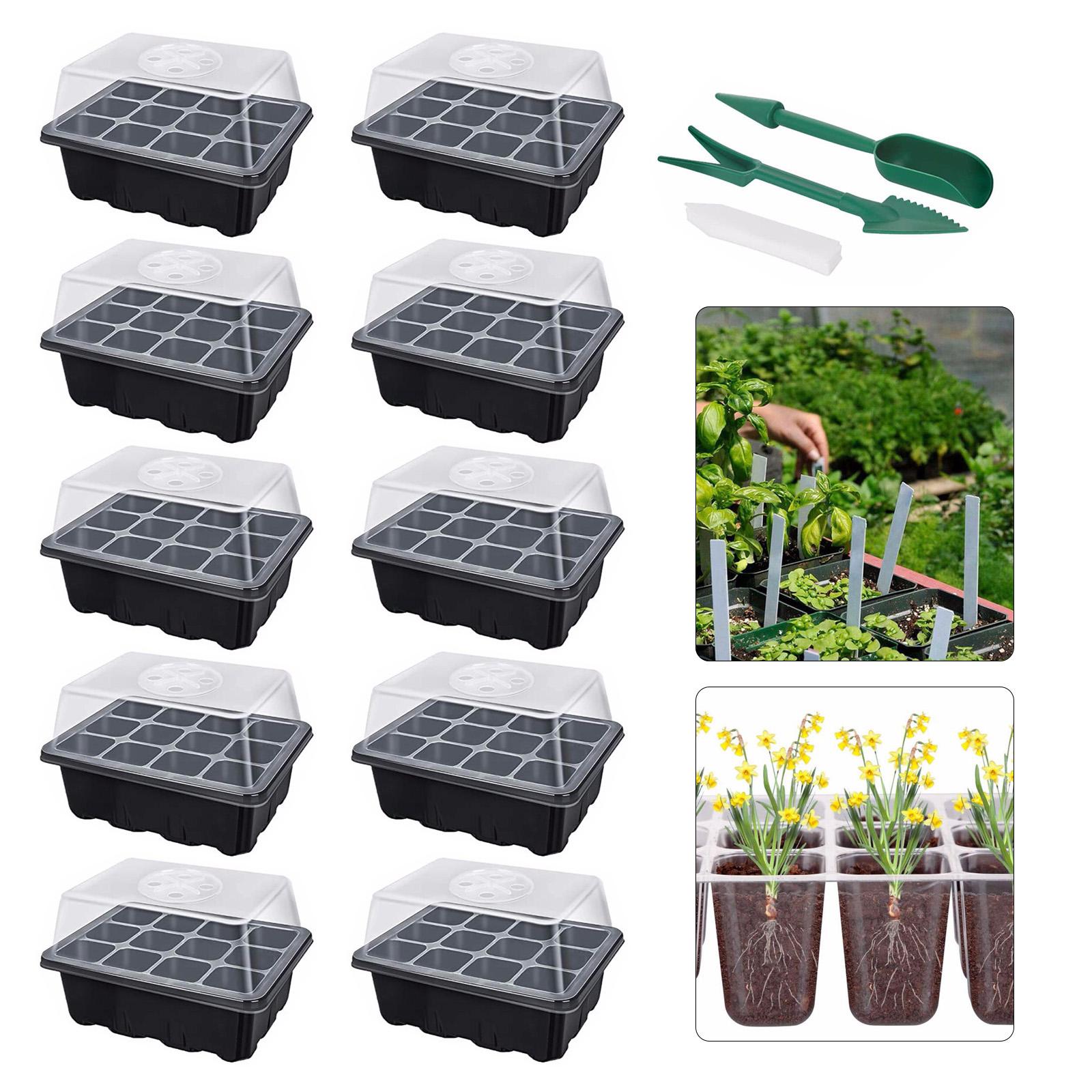 12 Cells Plant Seeds Grow Box Tray Cloning Propagation Seeding Black