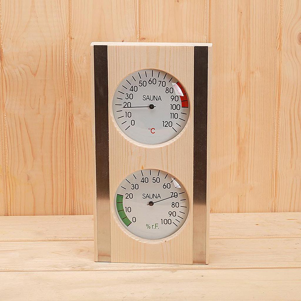 1pc Wood Grain Sauna Thermometer Hygrometer Digital Outdoor Indoor Durable