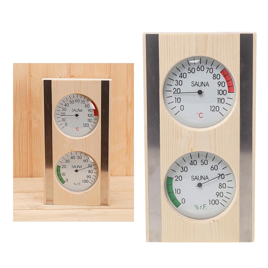 2x1pc Wood Grain Sauna Thermometer Hygrometer Digital Outdoor Indoor Durable