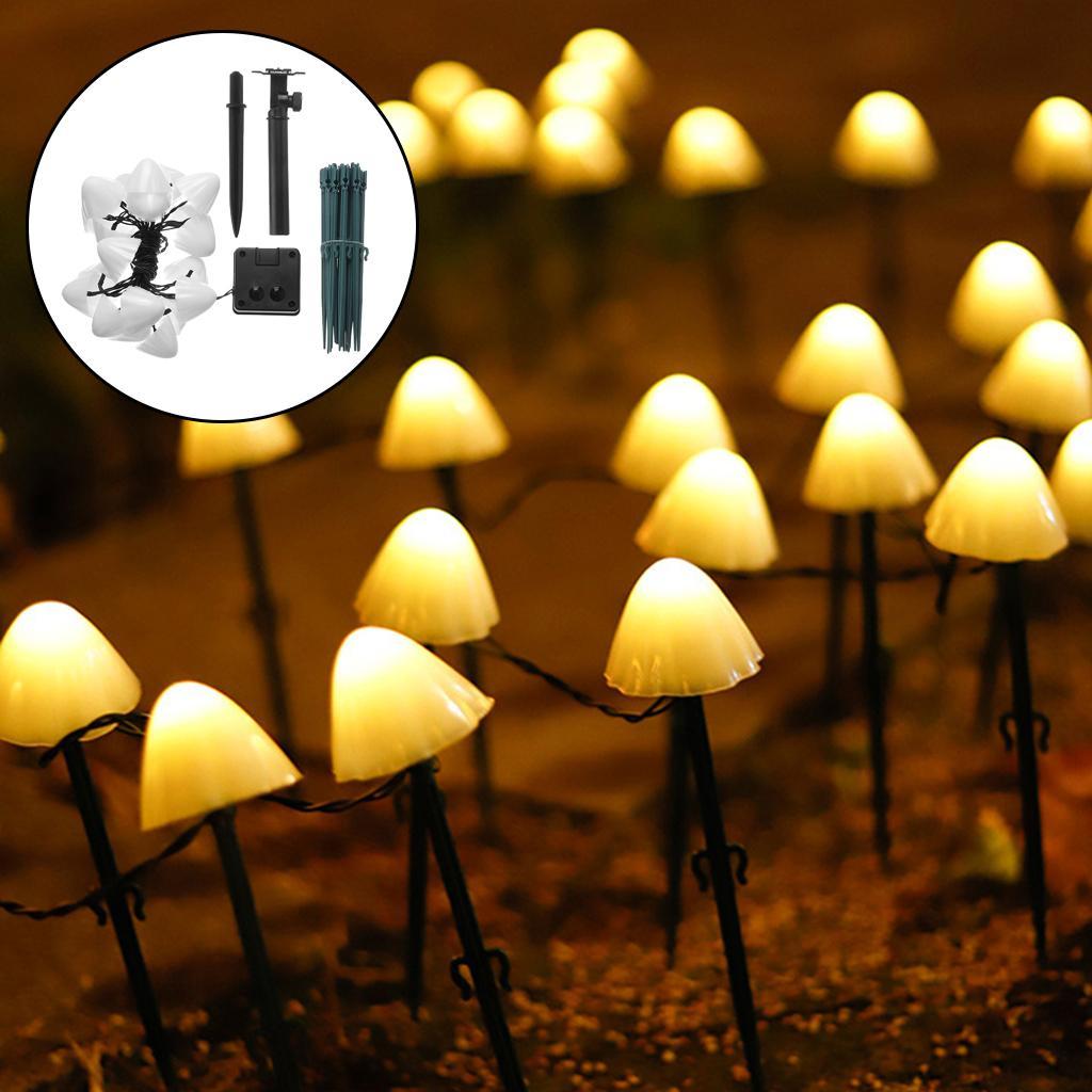 Solar Mushroom Lights Waterproof  Garden Outdoor Lawn Warm White 20 Lights
