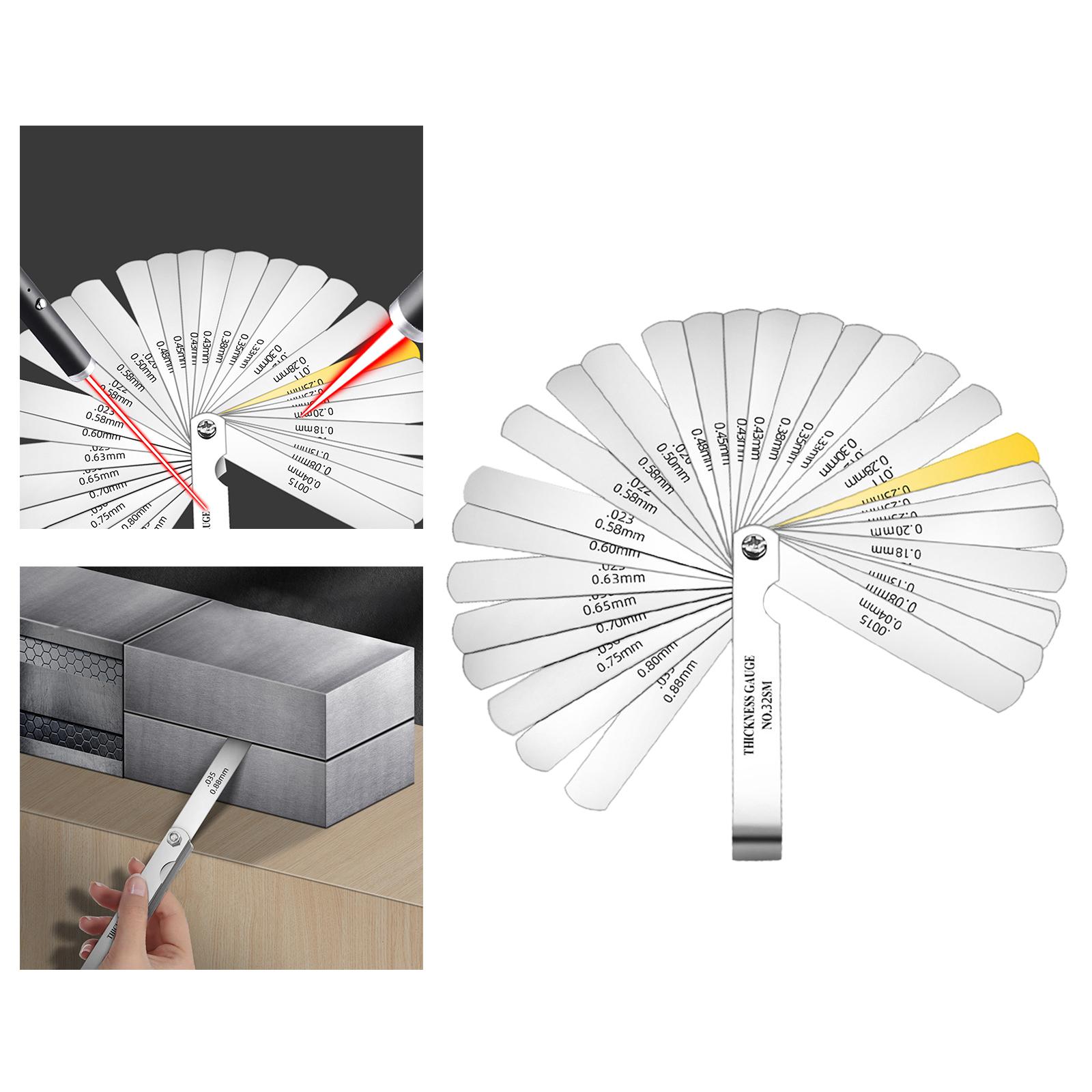 Alloy Steel Feeler Gauge Thickness Gauge Gap Filler 32 Blade Range Finder