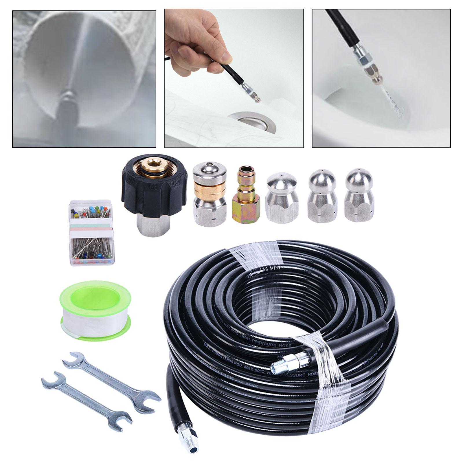 15Meters Pressure Washer Sewer Jetter Set Sewer Jetting Nozzle for Bathrooms