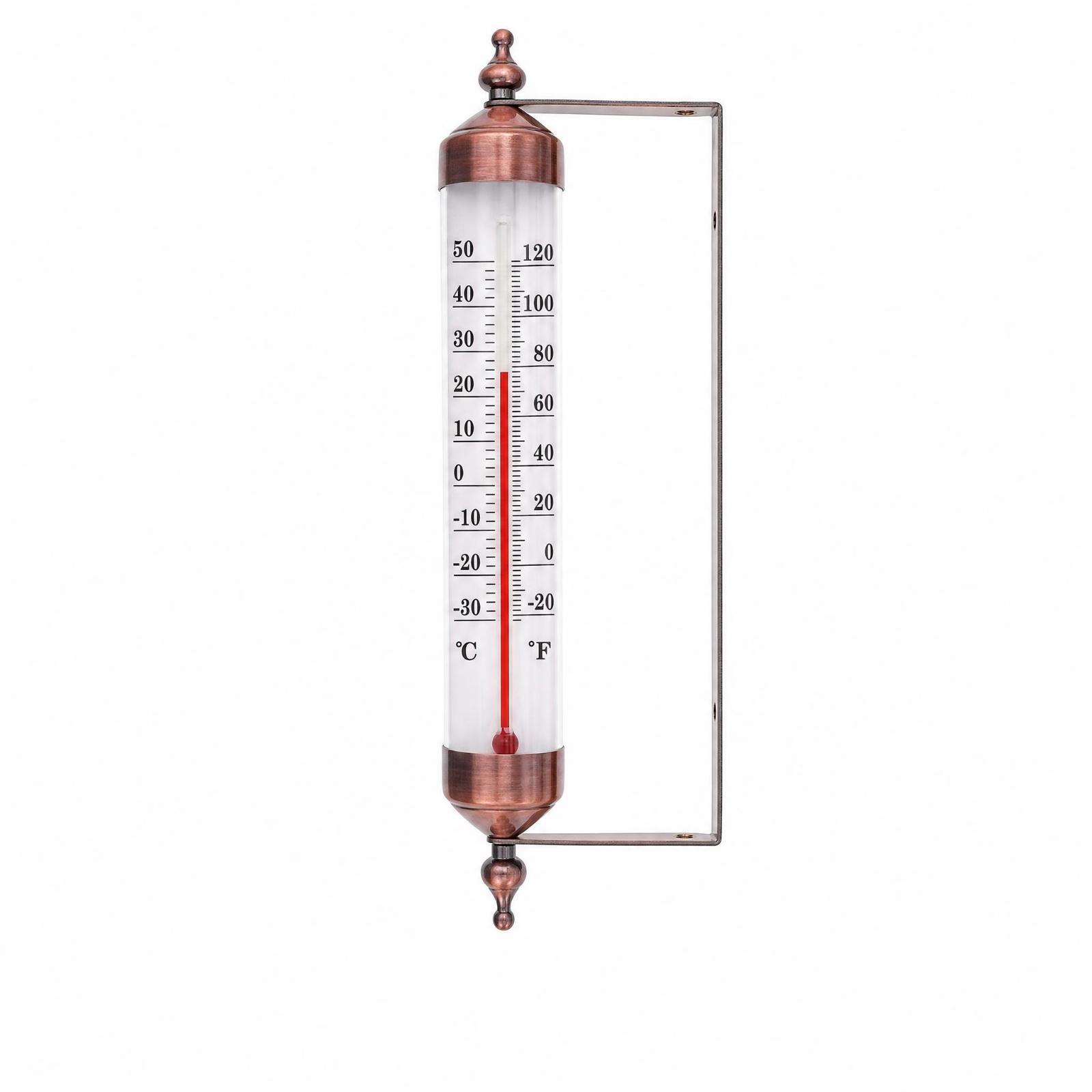 Thermometer with Mounting Bracket Copper-Toned Garden Wall