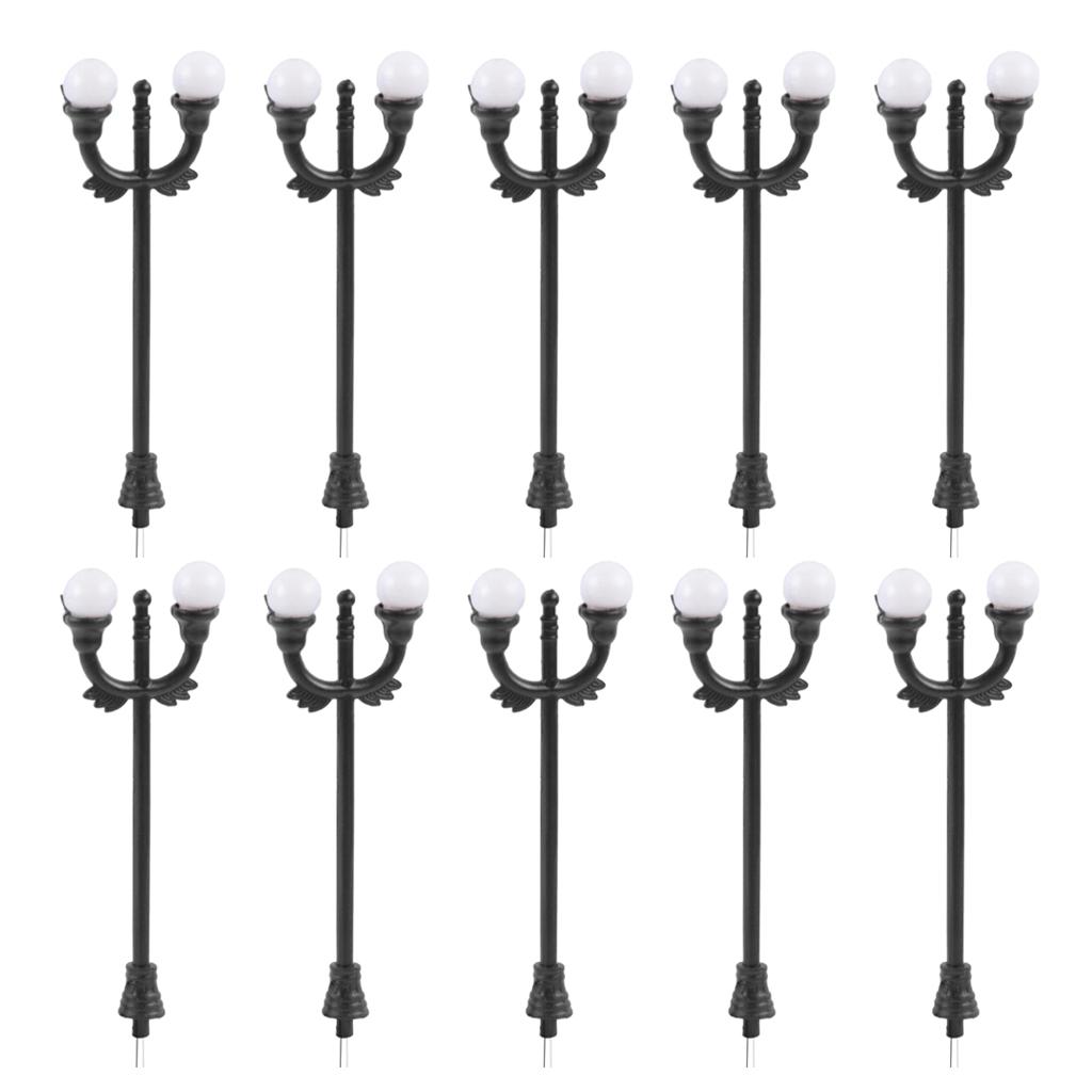 10Pcs 7cm Model Courtyard Light Wired LED Street Lamps Lamppost