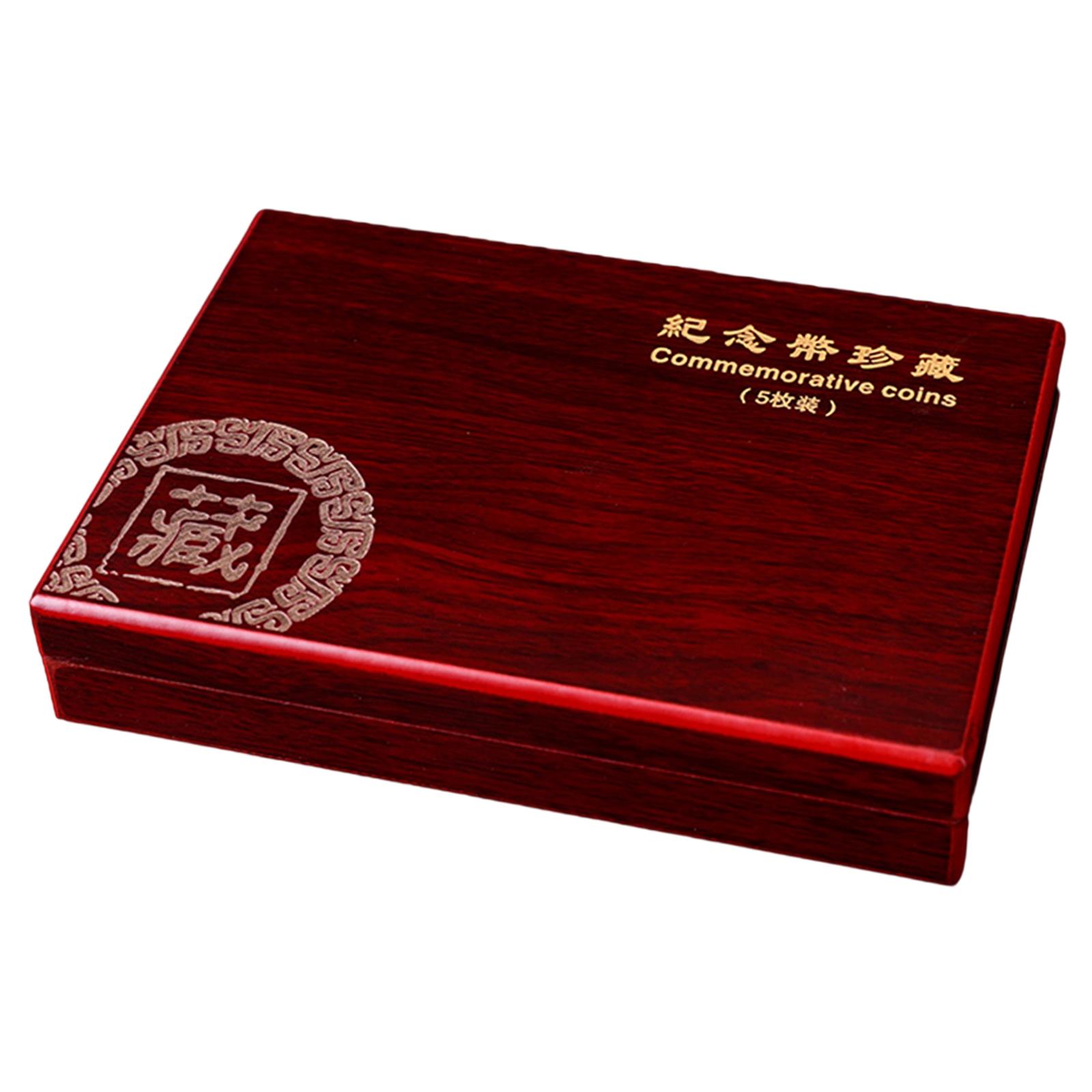 Wooden Display Case Storage for 5 Coins 27mm 