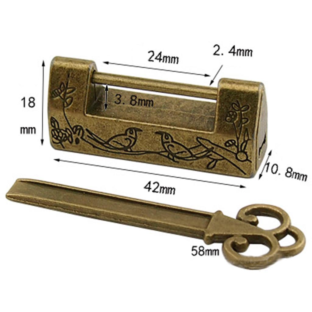 Retro Style Chinese Padlock Copper Locks Collection Gifts Flower Birds