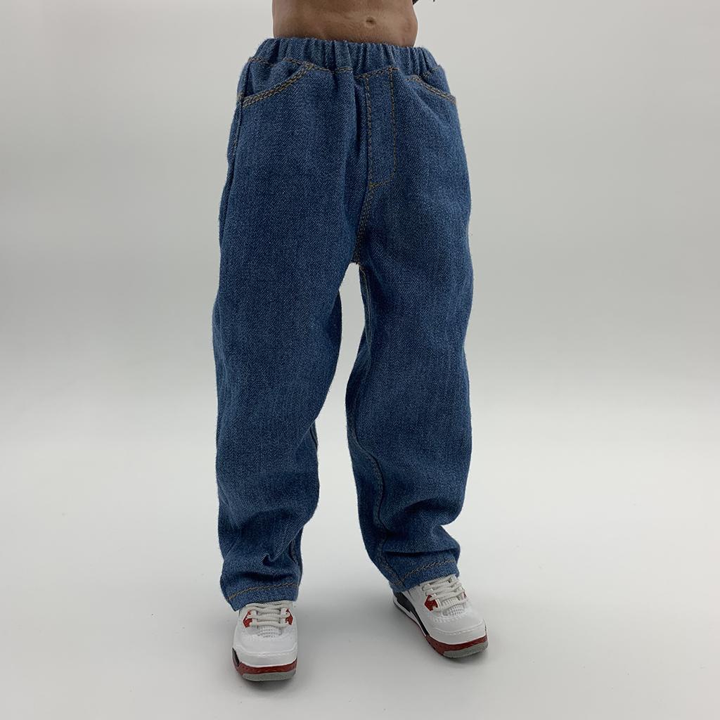 1/6 Pants Trousers Clothes Fits 12 inch Action Figure Jeans - Blue