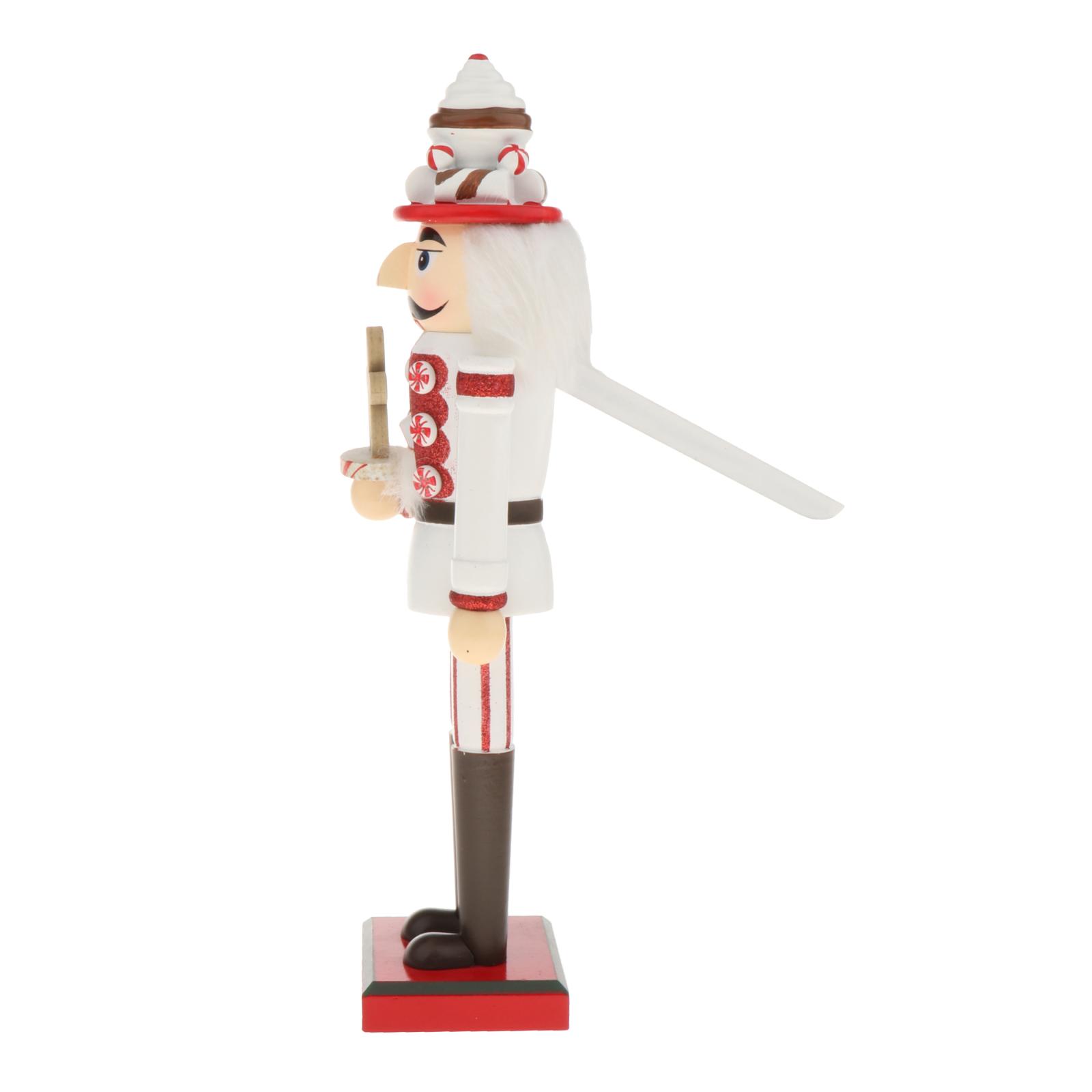 13.7" Wooden Nutcracker Doll Soldier Puppet Christmas Kids Gifts White