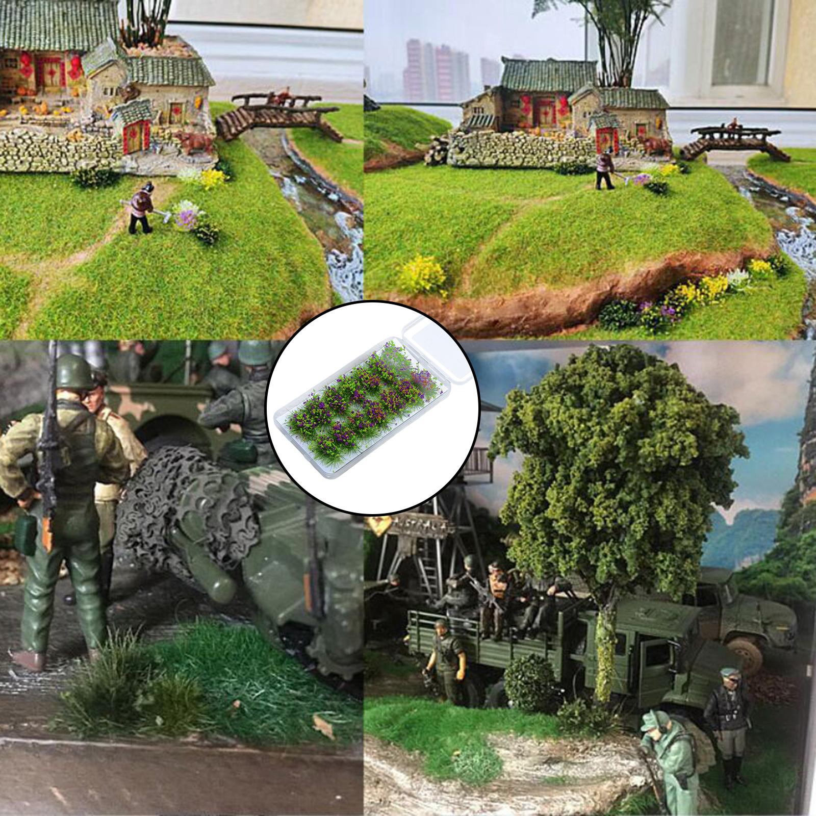 14x Miniature Cluster Grass Grass Tufts Scenery Model  Lavender Purple