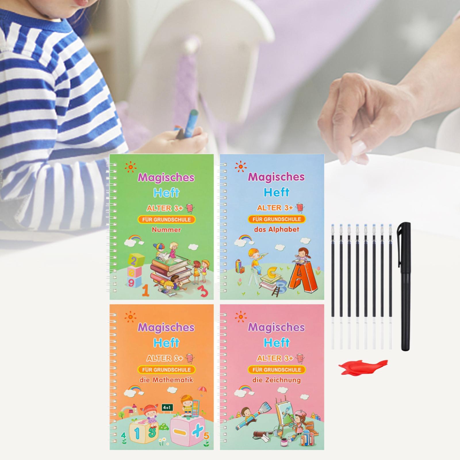 Grooved Copybook Set Children with Pen Refill Alphabet Calligraphy Copybooks German