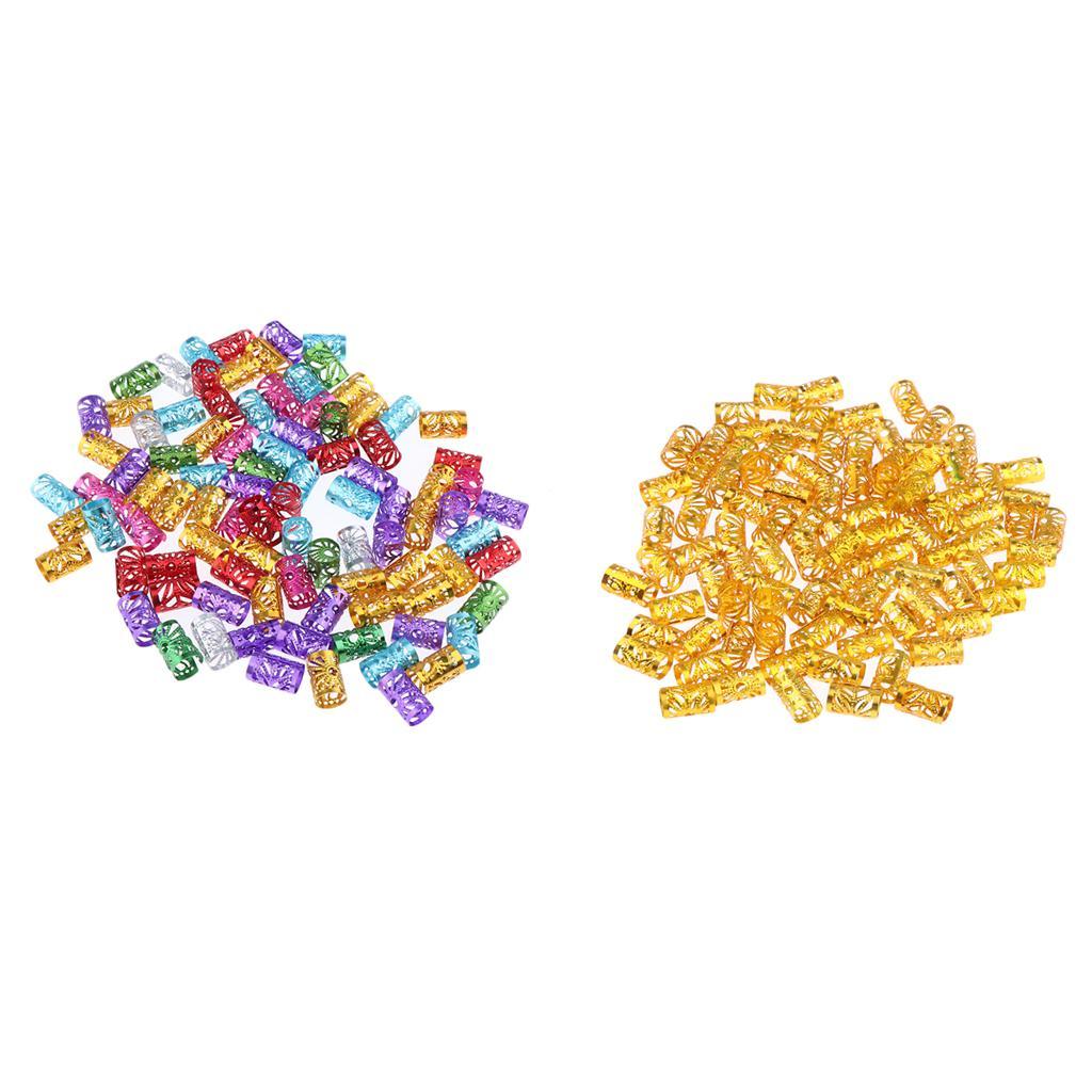 100pcs Aluminum Dreadlock Beads For DIY Hairstyle Braid Ponytail Golden