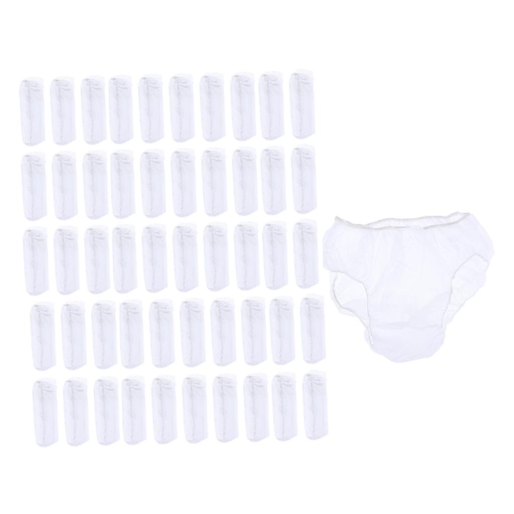 50pcs Nonwoven Underwear Panties Handy Briefs for Travel Hotel Spa White