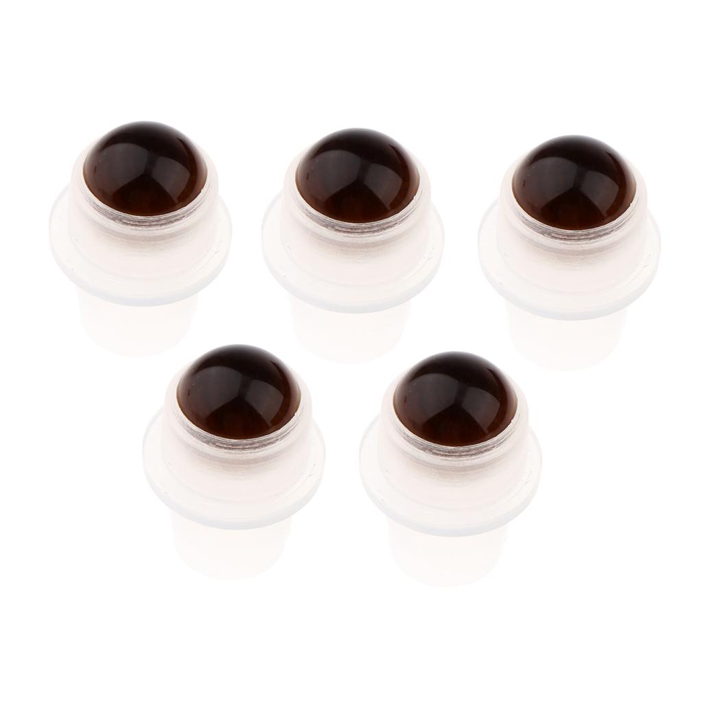 5Pcs Replacement Ball Roller Tops for Essential Oils Bottles  Brown
