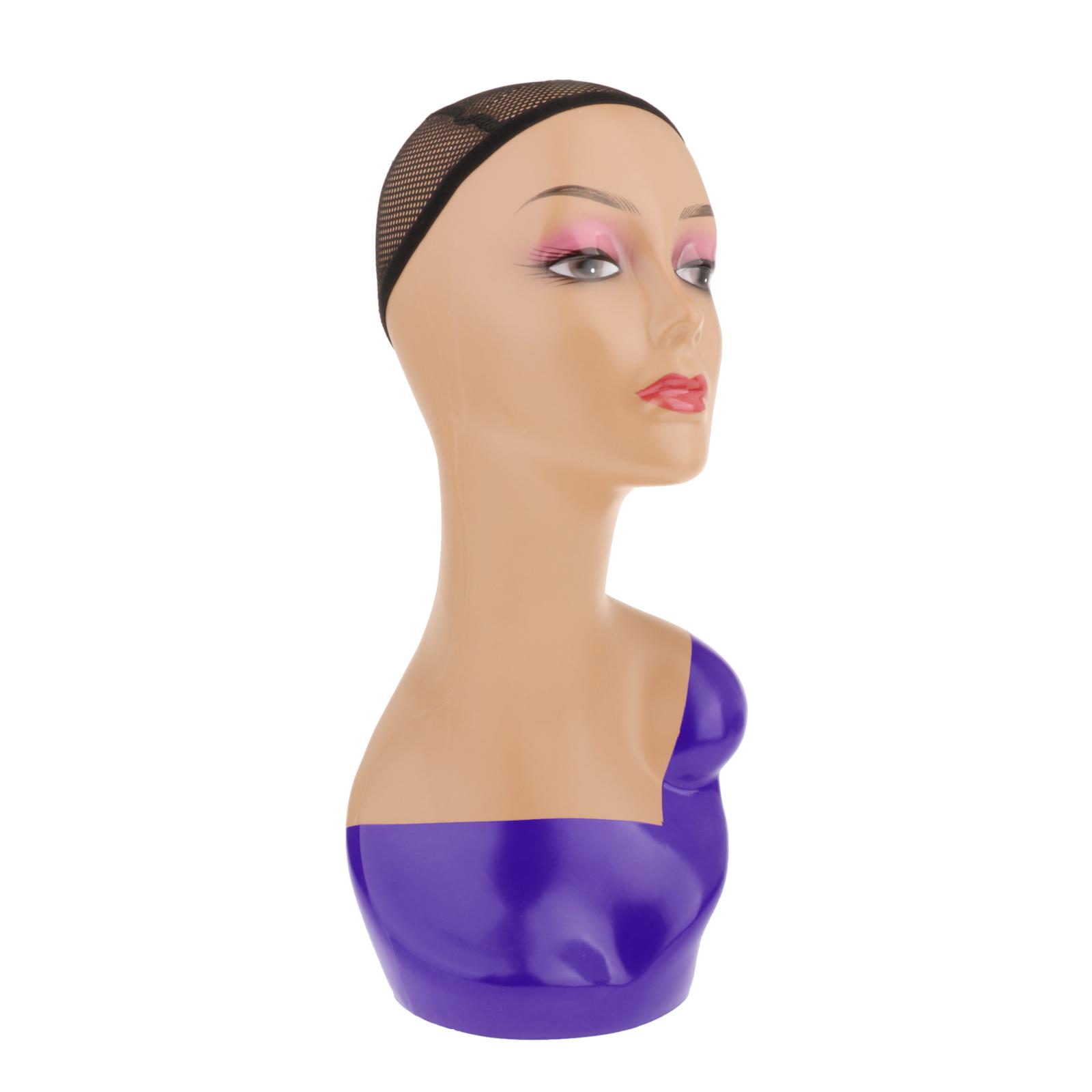 Plastic Female Display Mannequin Head Dummy Wig Stand Purple