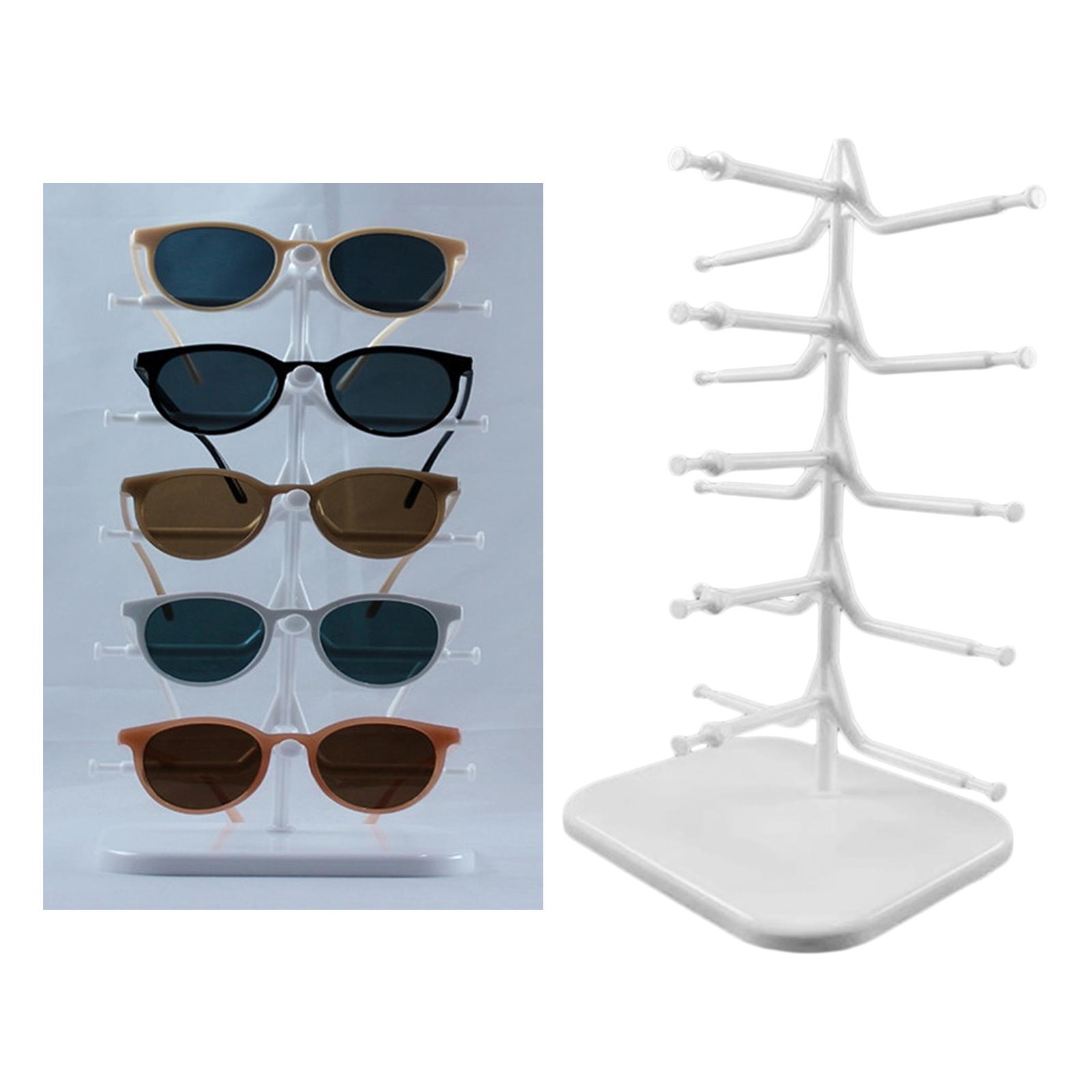 5 Pair Sunglasses Display Rack Eyeglass Glasses Stand Organizer White
