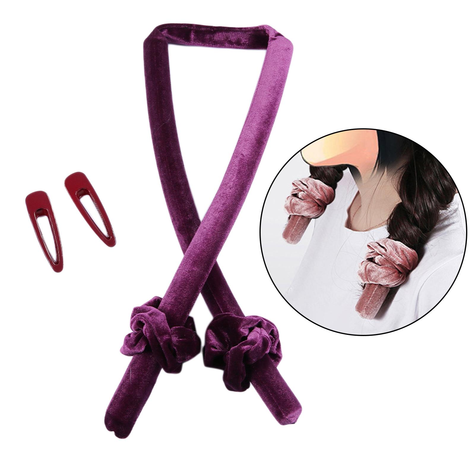 Women Girl Hair Curlers Heatless Curling Rod Headband Wave Form Purple