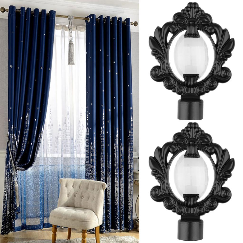 Pair of Assorted Window Curtain Rod Ends Drape Pole Rail ...