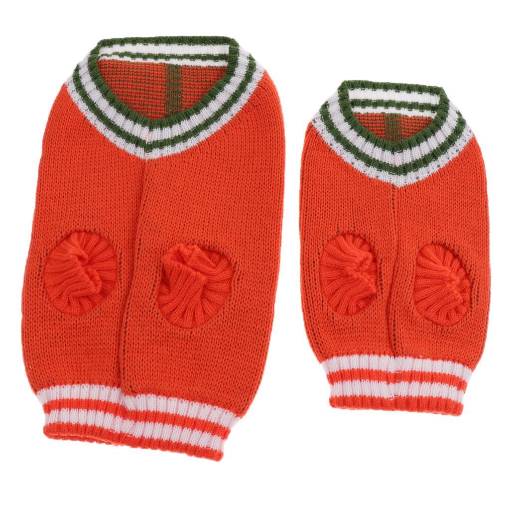 Dog Sweater Pet Puppy Thick Warm Clothes Jumper Winter Apperal Orange L