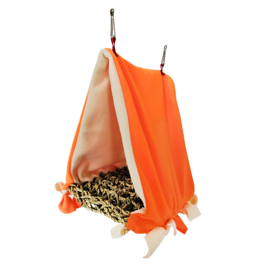 Bird Parrot Perch Tent Triangle Hammock Nest Bed Orange