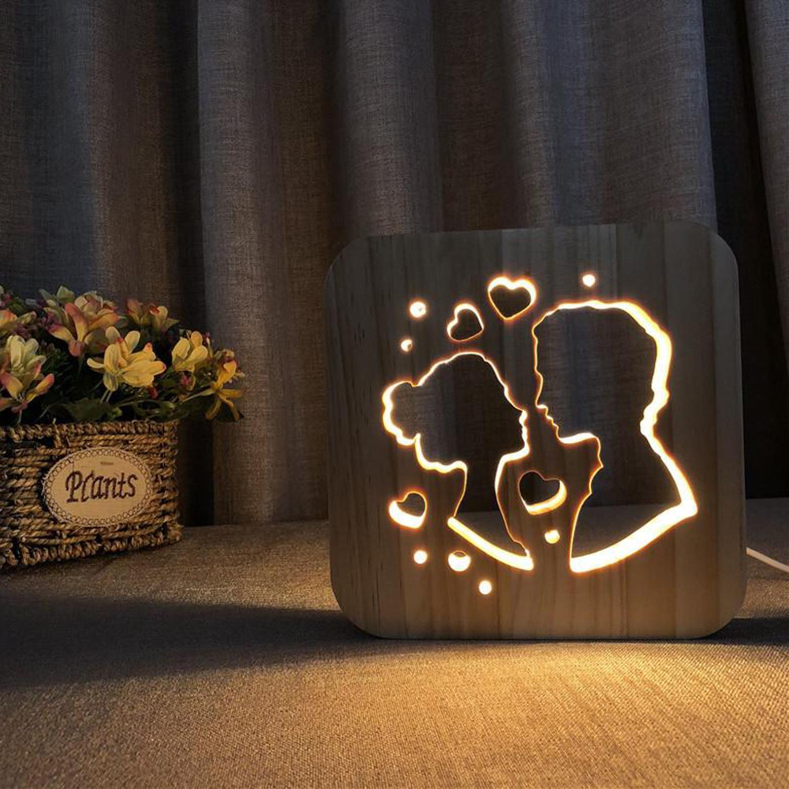 Wooden Bedside Table Lamp LED Nightstand Desk Lamp Bedrooms Living Room