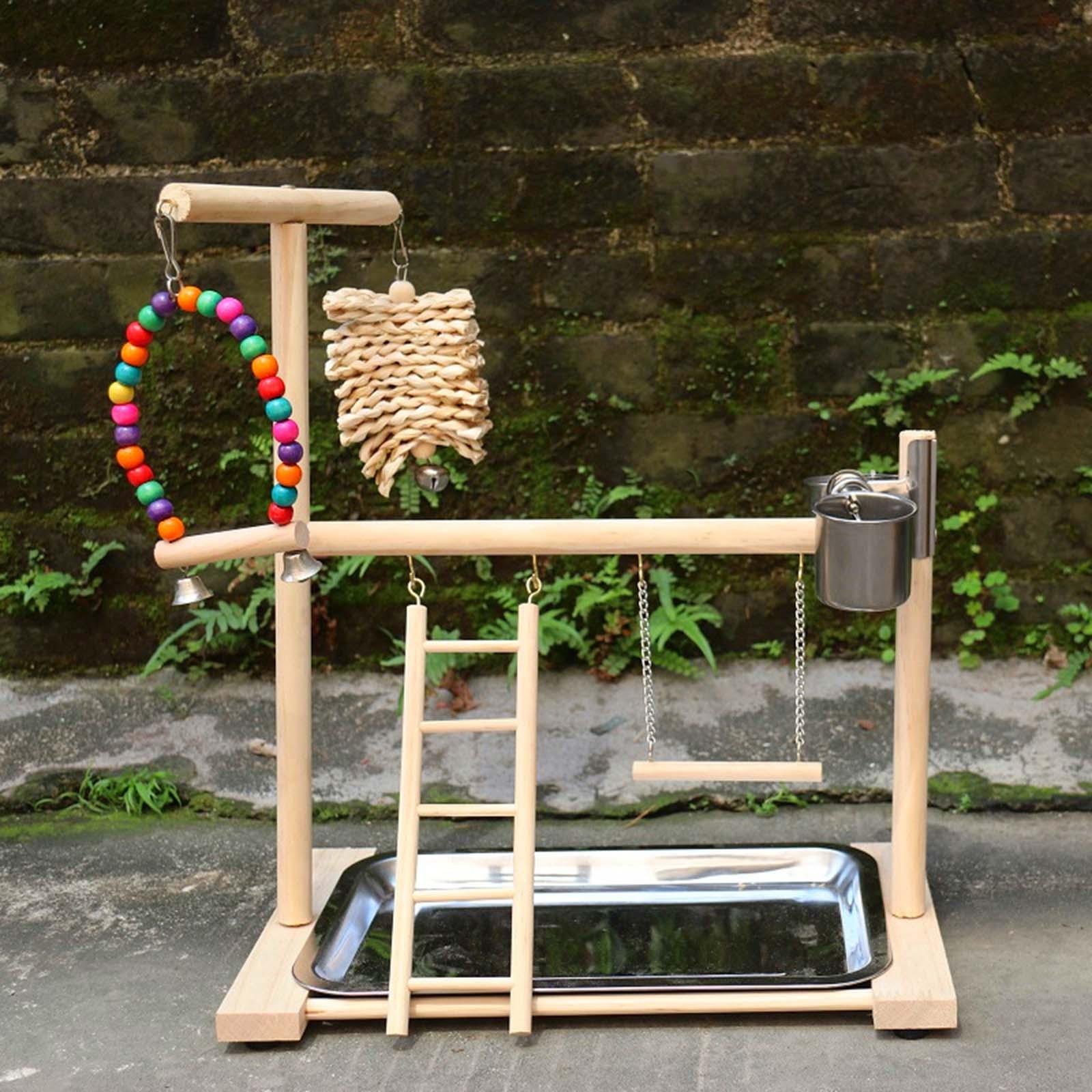 Parrot Playstand Bird Playground Bird Gym Bird Playpen Wood Perch Ladder Toy