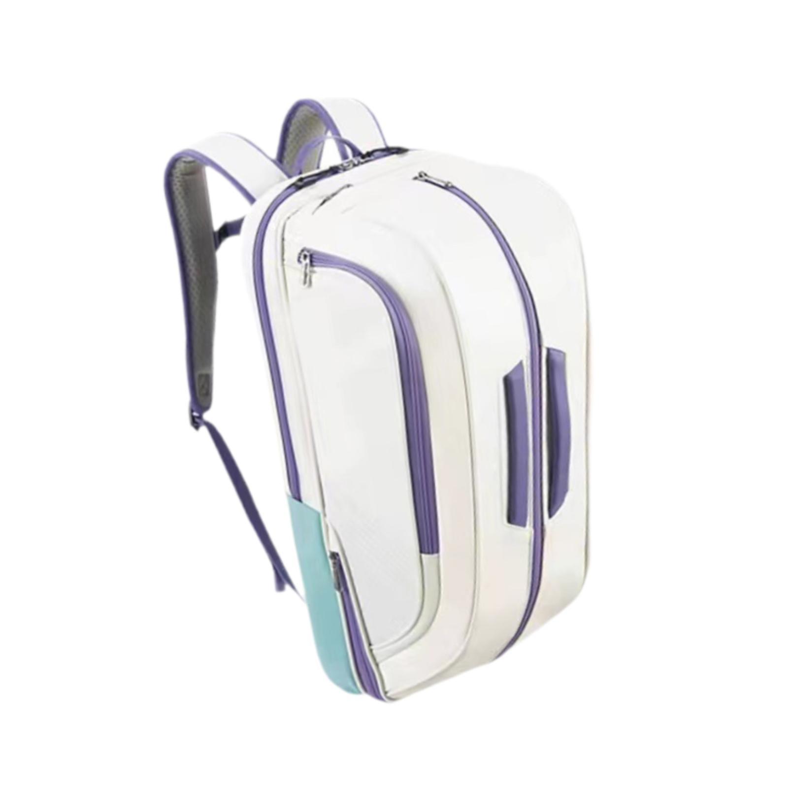 Badminton Backpack Trendy Water Resistant Carrier PU Leather Sports Backpack White