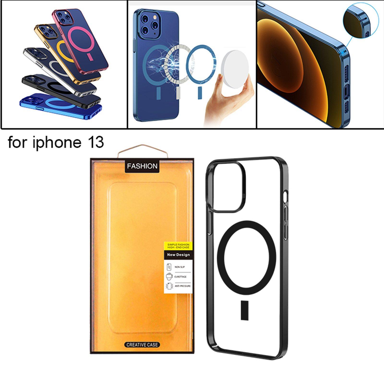 Phone Case Protective Frame Magnet Anti-Fall for Apple Black 13