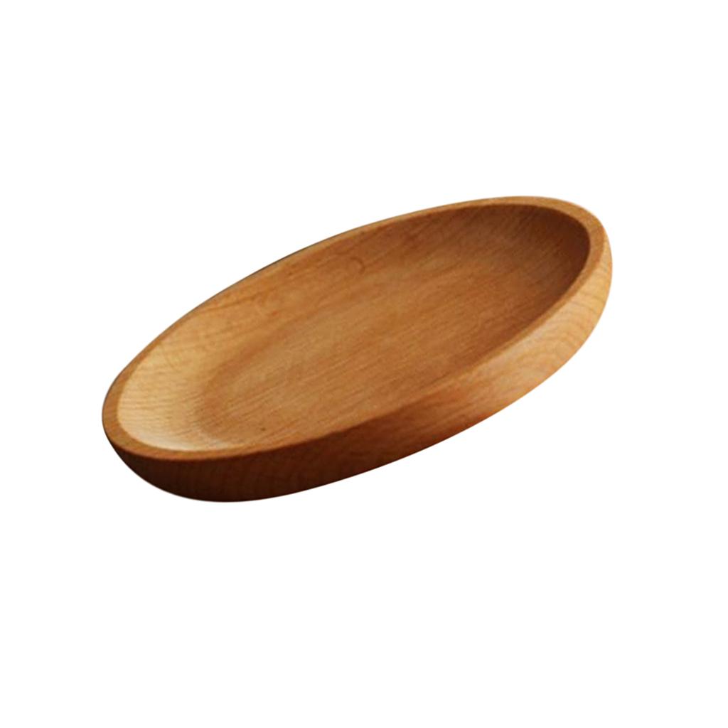 Tea Serving Tray Food Dish Fruit Platter Dessert Wood Breakfast Plate Round