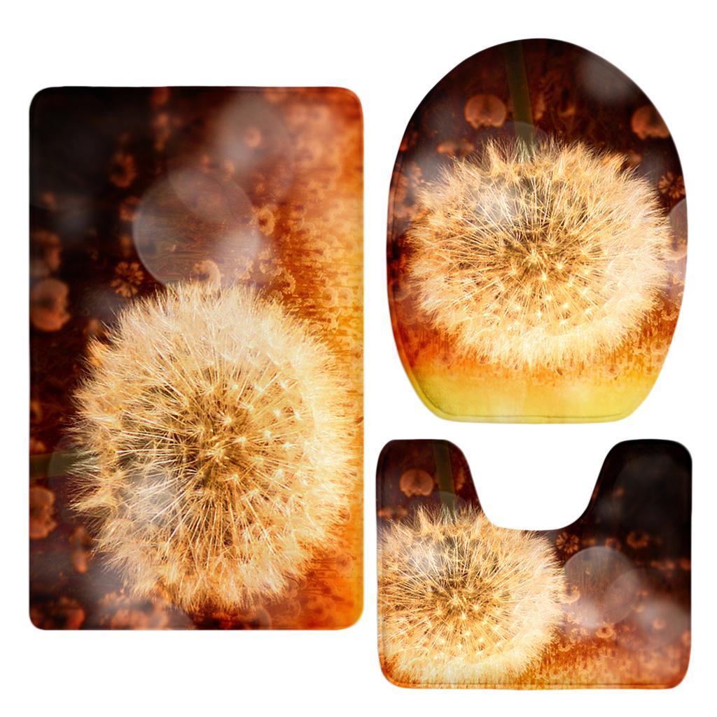 3D Scenery Non-Slip Bathroom Mat Toilet Floor Rug Set 14