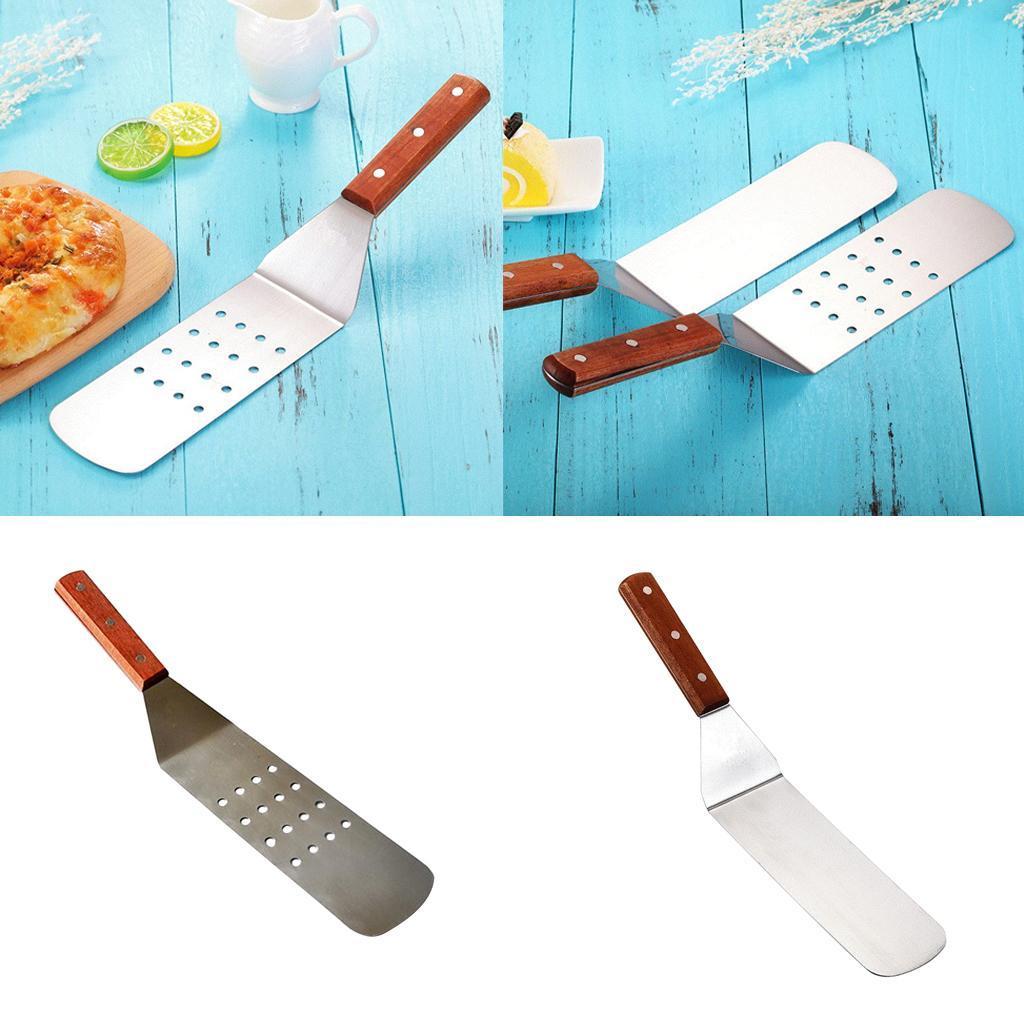 Wood Handle Stainless Steel Riveted Restaurant BBQ Grilling Spatula ...