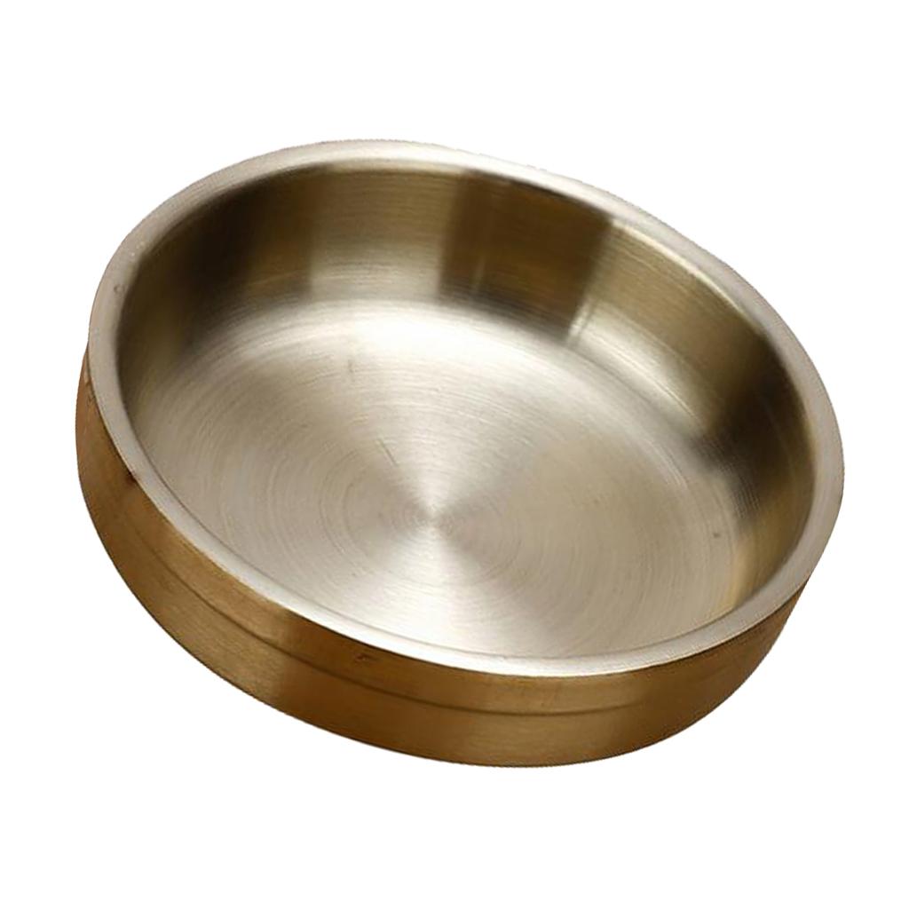 Stainless Steel Household Round Shaped Sauce Soy Dish Bowl Gold 12cm