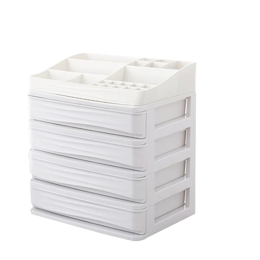 Cosmetic Organizer Makeup Drawer Holder Jewellery Box Storage 4 Tier White